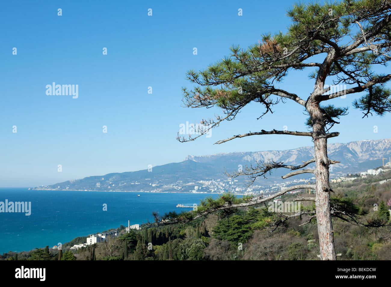 Landschaft der Bucht von Yalta, Krim, Ukraine Stockfoto