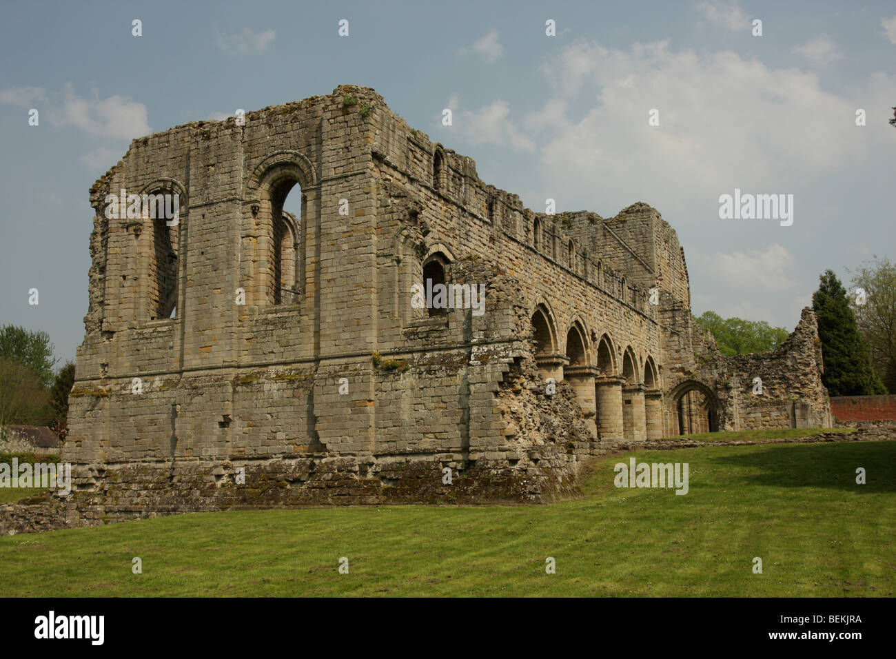 Überreste der Buildwas Abbey in der Nähe von Ironbridge in Shropshire, England. Stockfoto