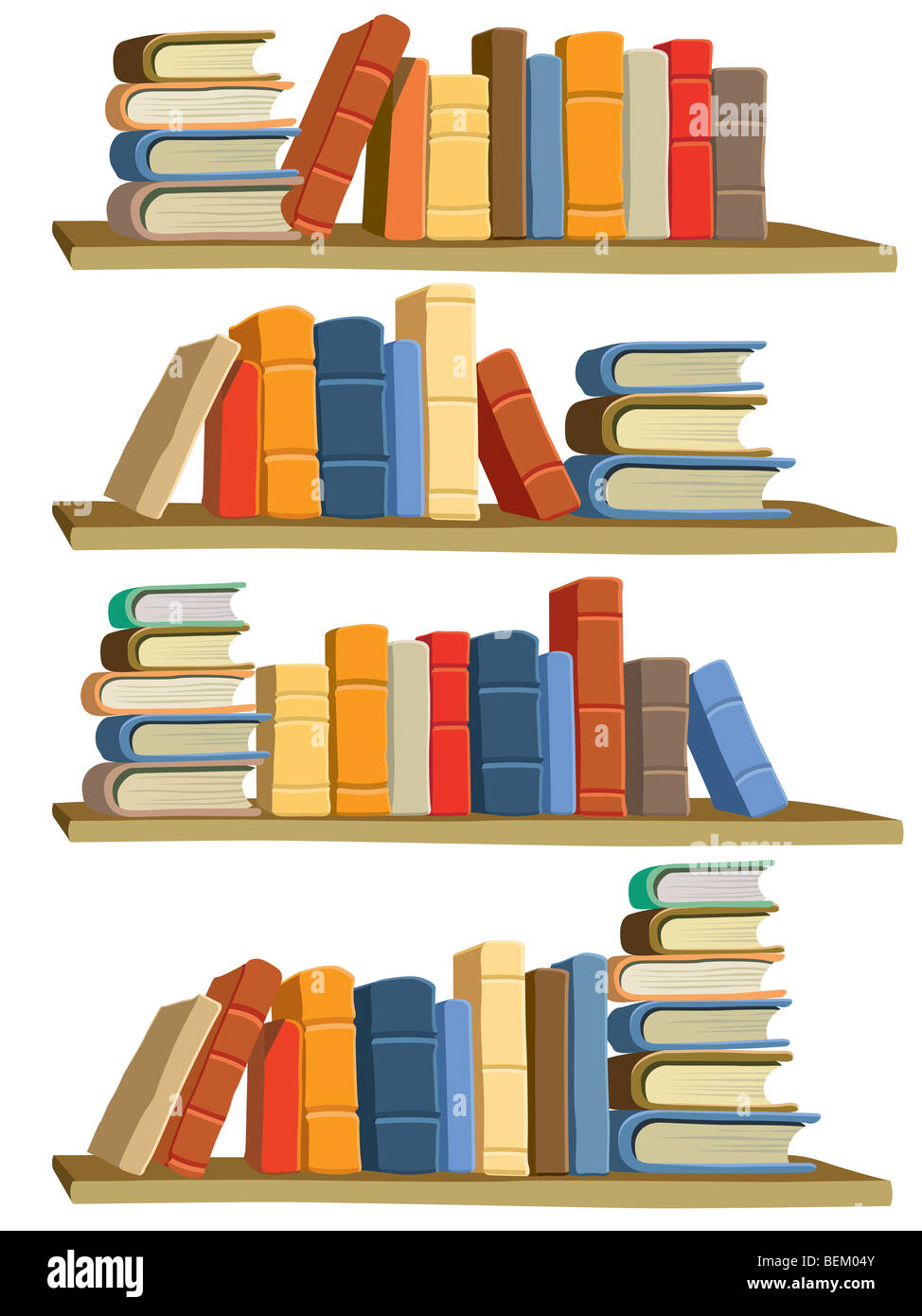 Sammlung von bunten Bücher auf weißem Hintergrund Stockfoto