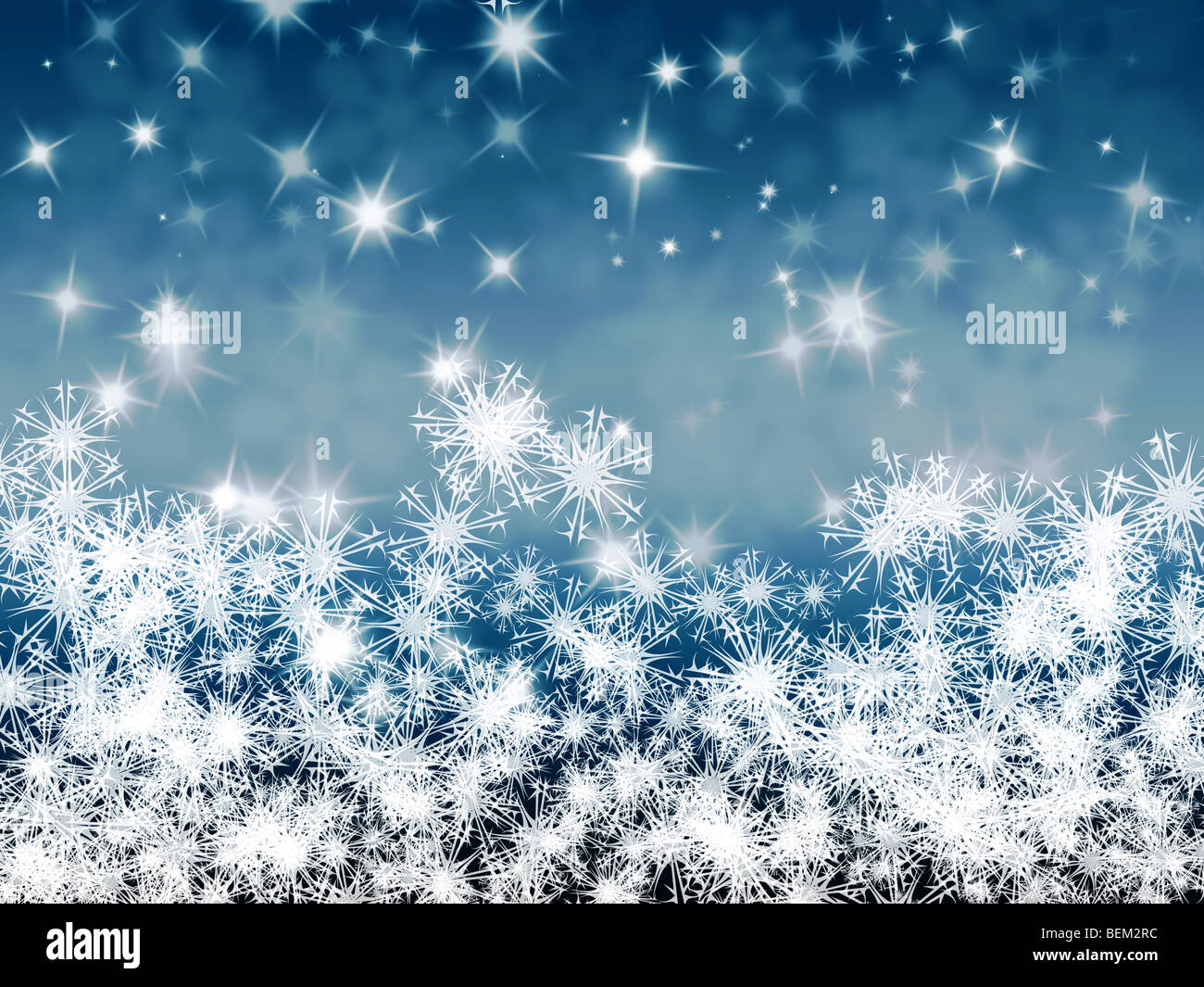 Blauer Schneeflocken Weihnachten Hintergrund mit Funken und Sterne auf der  Hintergrund jedoch unscharf Stockfotografie - Alamy