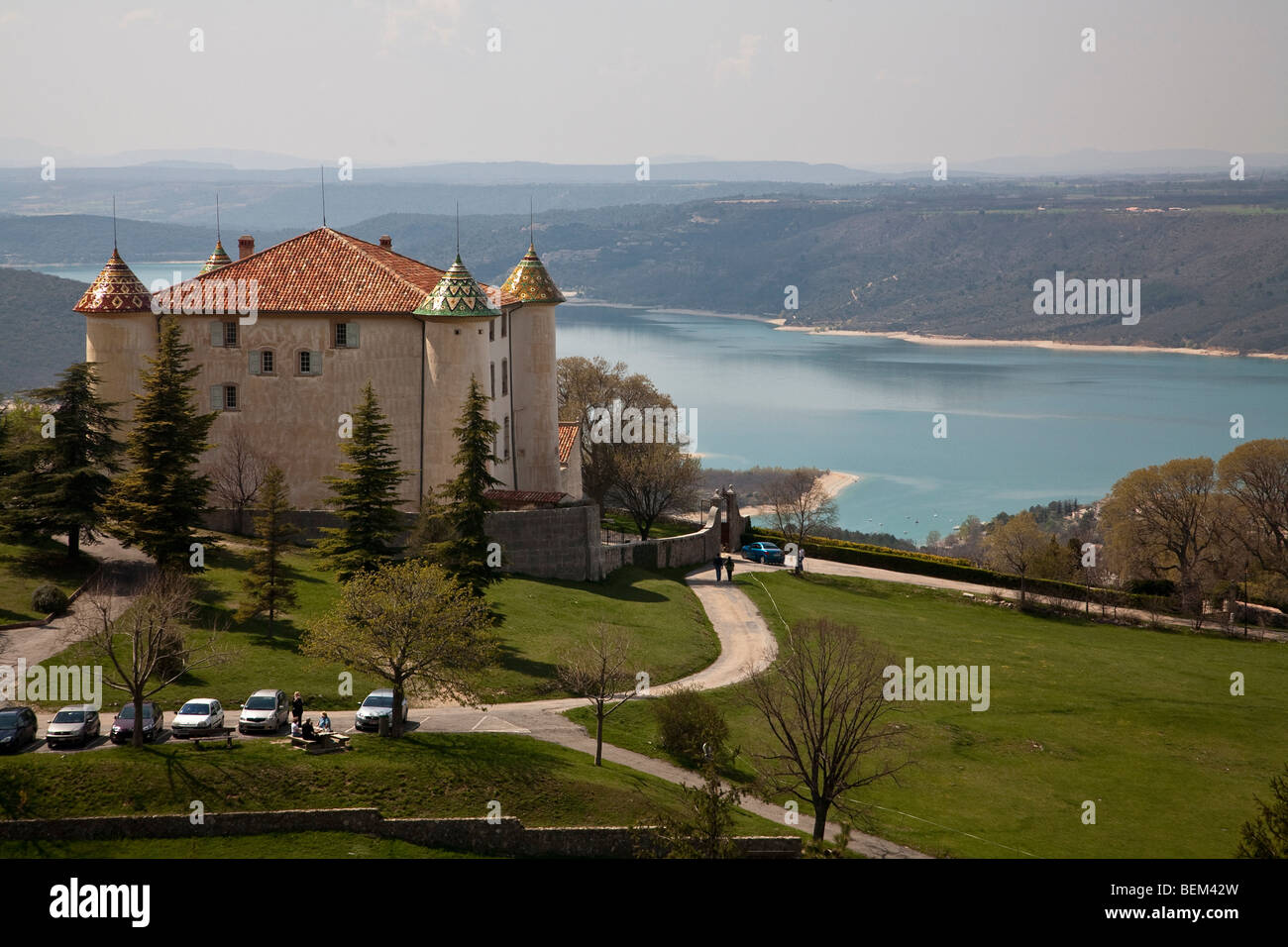 Schloss in Aiguines, Provence Stockfoto