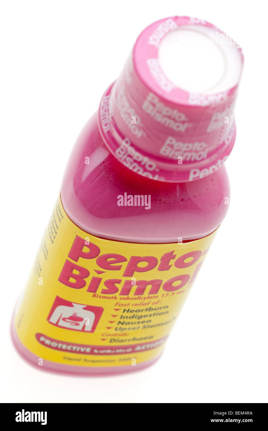 Pepto Bismol Verdauungsstörungen Heilmittel Flüssigkeit Stockfoto