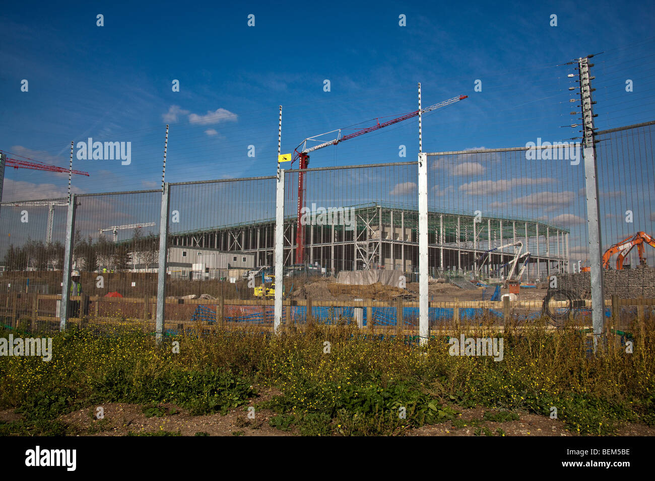 2012 Olympische Park im September 2009 Bau Stockfoto