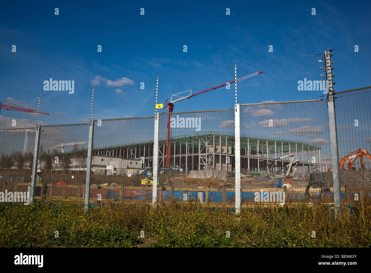 2012 Olympische Park im September 2009 Bau Stockfoto
