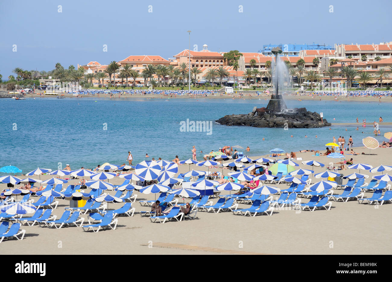Strand von Playa de Las Vistas in Los Cristianos, Kanarische Insel Teneriffa, Spanien Stockfoto