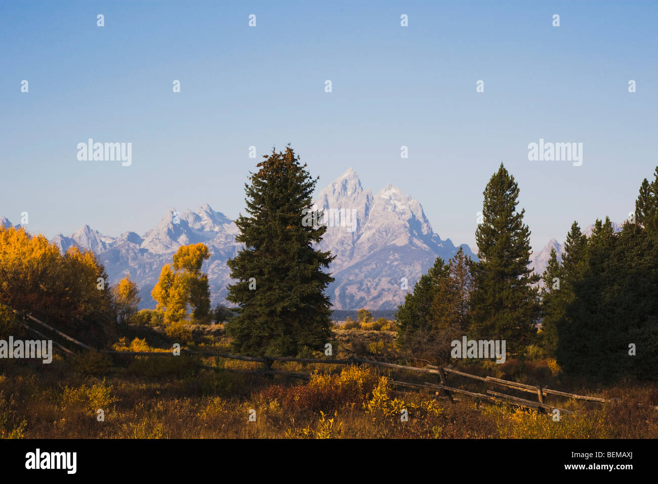 Grand Teton Bergkette, Grand-Teton-Nationalpark, Wyoming, USA Stockfoto