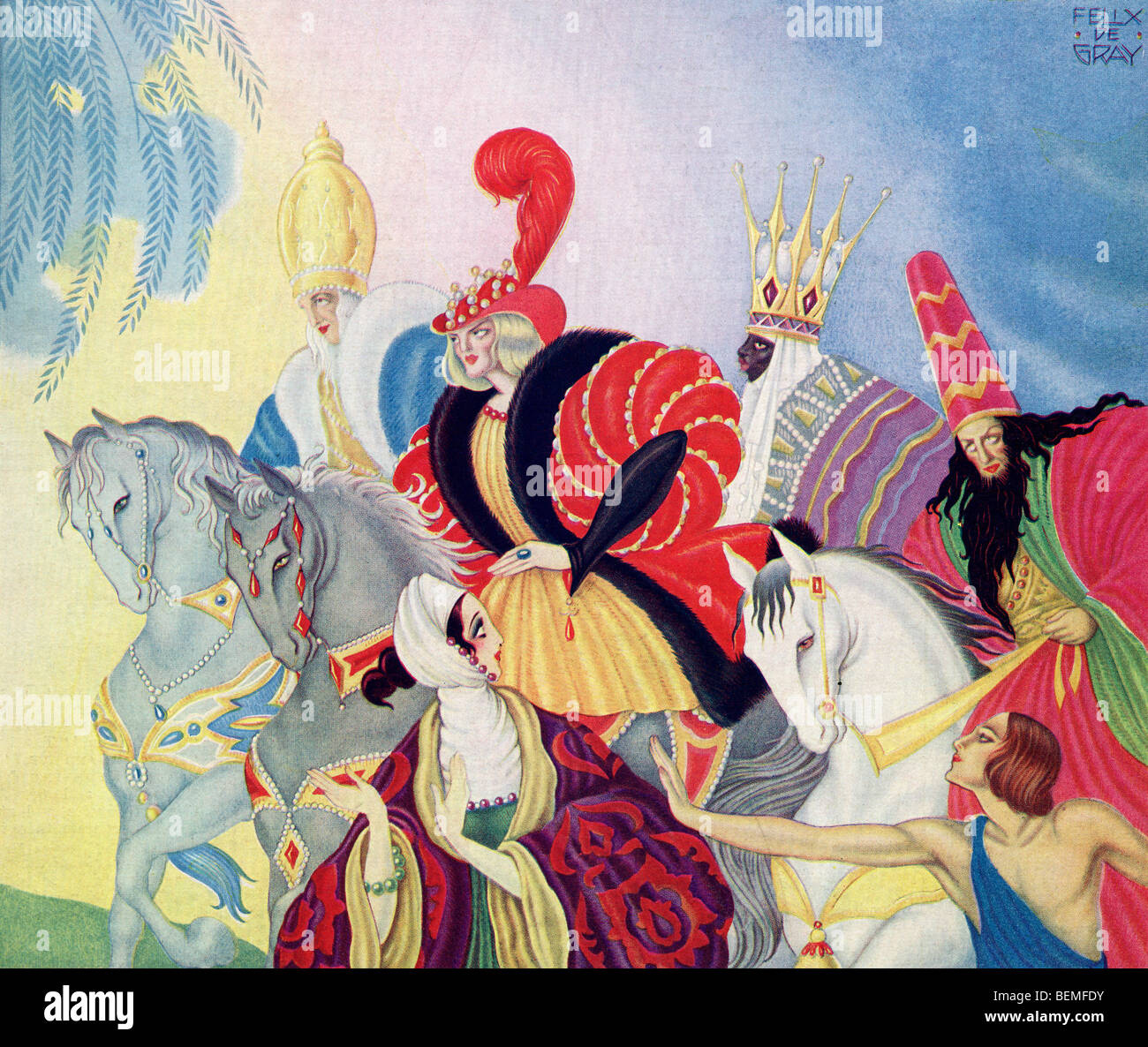 Die drei weisen. Front Cover Illustration von Felix de Gray aus The Illustrated London News, Weichnachtsausgabe, 1933. Stockfoto