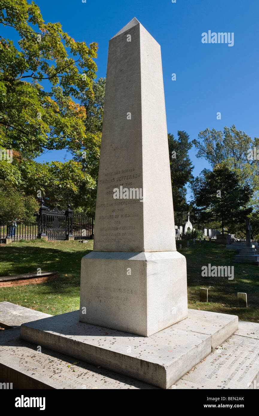 Das Grab von Thomas Jefferson, Monticello, Charlottesville, Virginia, USA Stockfoto