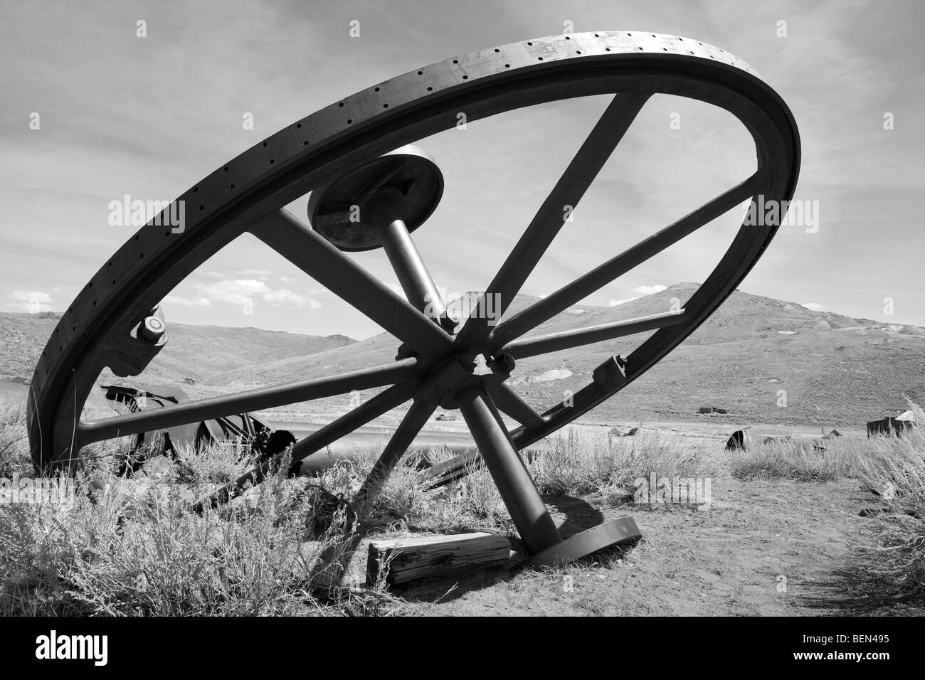 Verlassenen Bergbau-Ausrüstung in der Geisterstadt Bodie, Kalifornien Stockfoto