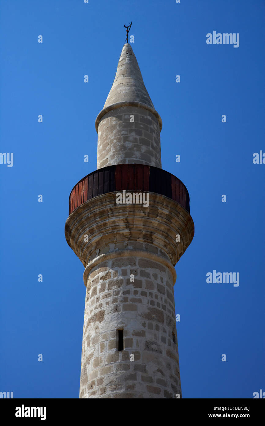 Minarett der kleinen 11. Jahrhundert Touzla Moschee in Larnaca Zypern Stockfoto
