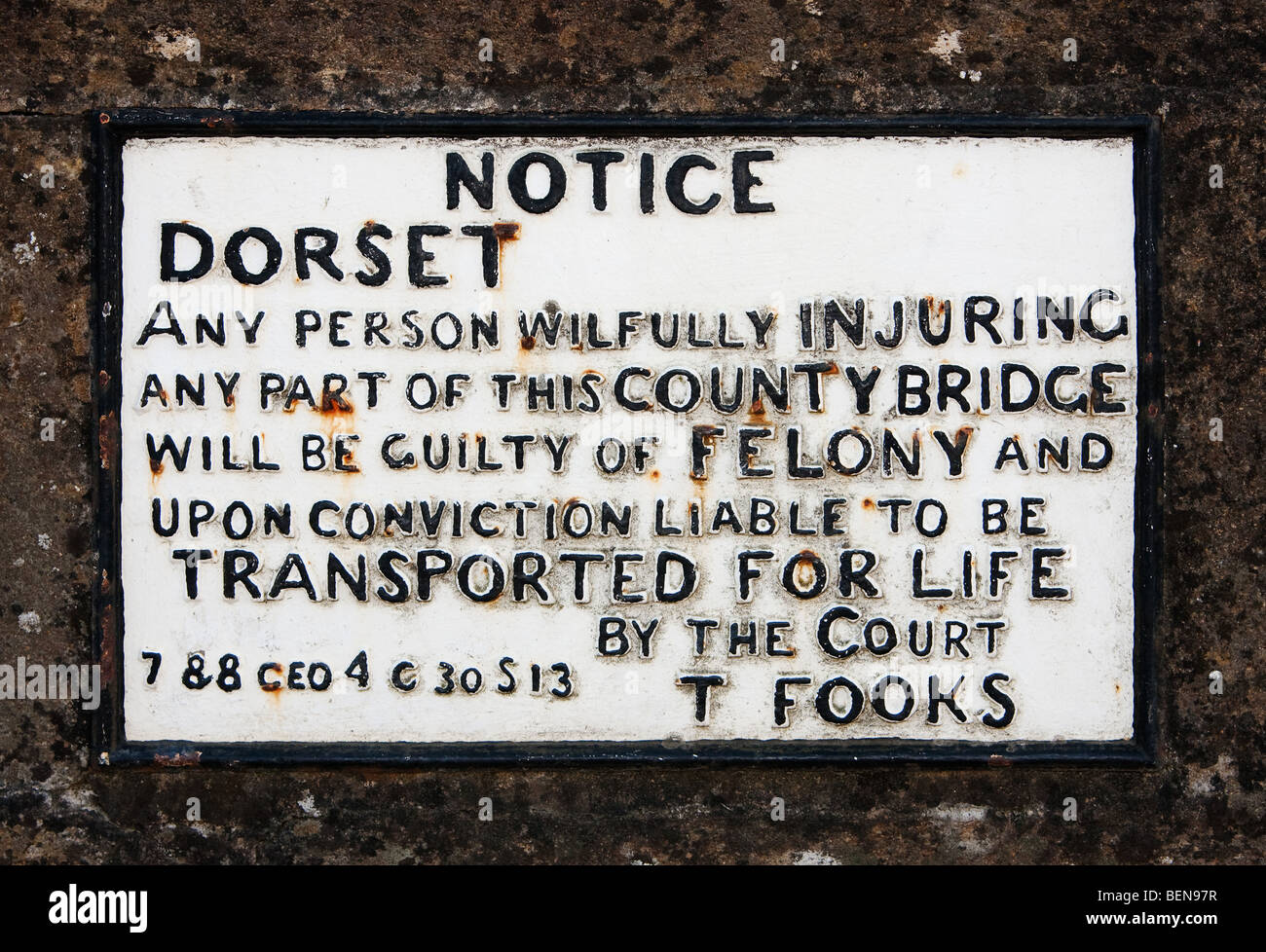 Warnhinweis in Charmouth, Dorset. Stockfoto