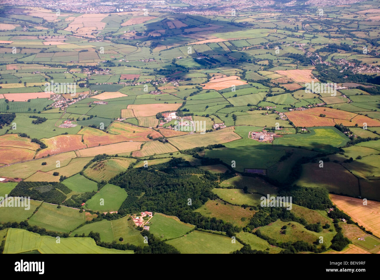 Folly Farm Nature Reserve, und Bristol in der Ferne. Stockfoto