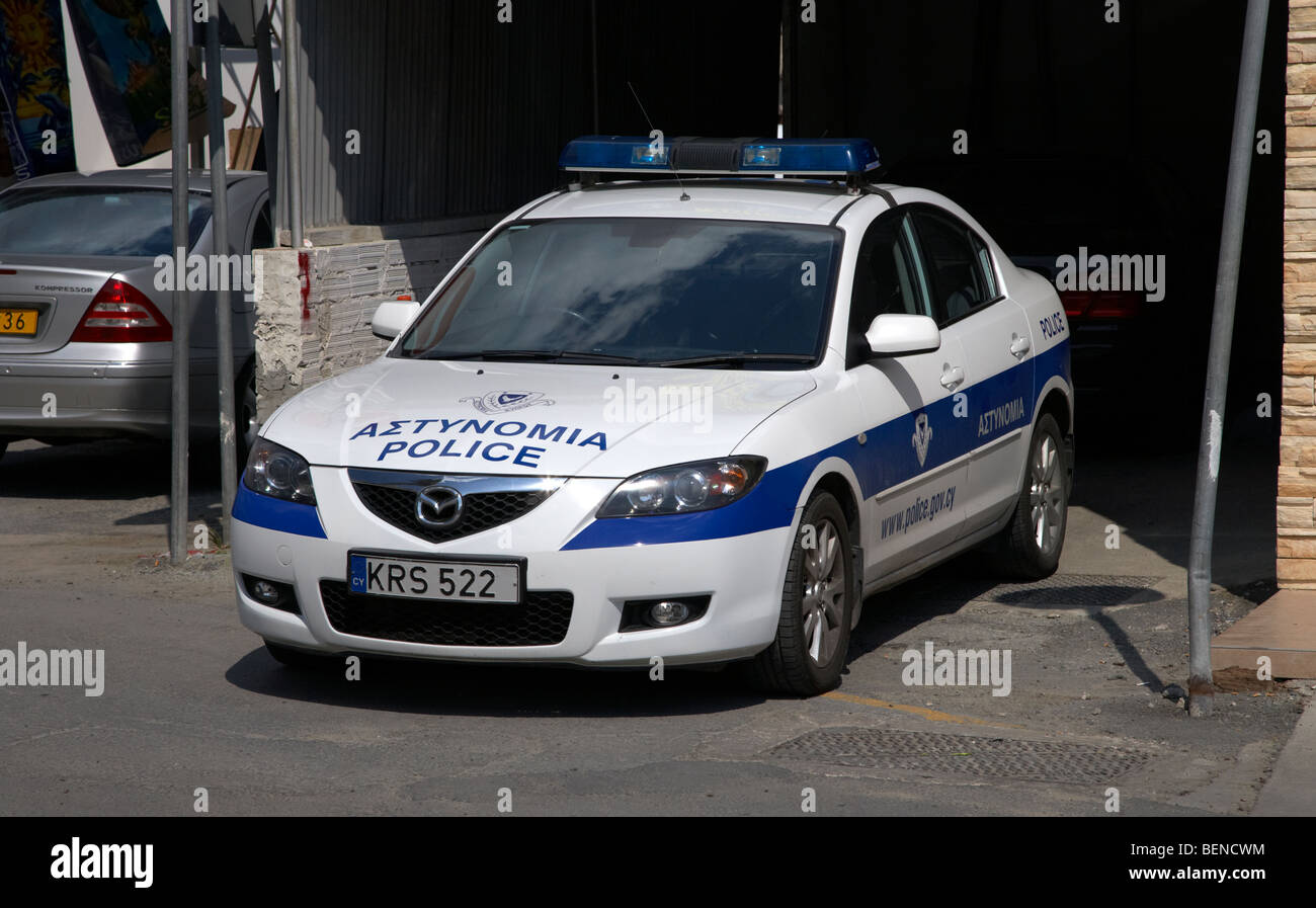 Republik Zypern Polizei Streifenwagen geparkt in Larnaca larnaka Stockfoto