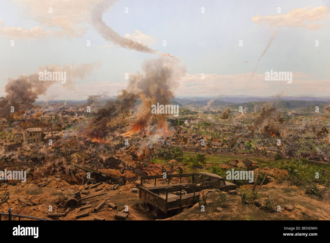 Gemälden des Koreakrieges im Militärmuseum, Pyongyang, Nordkorea Stockfoto