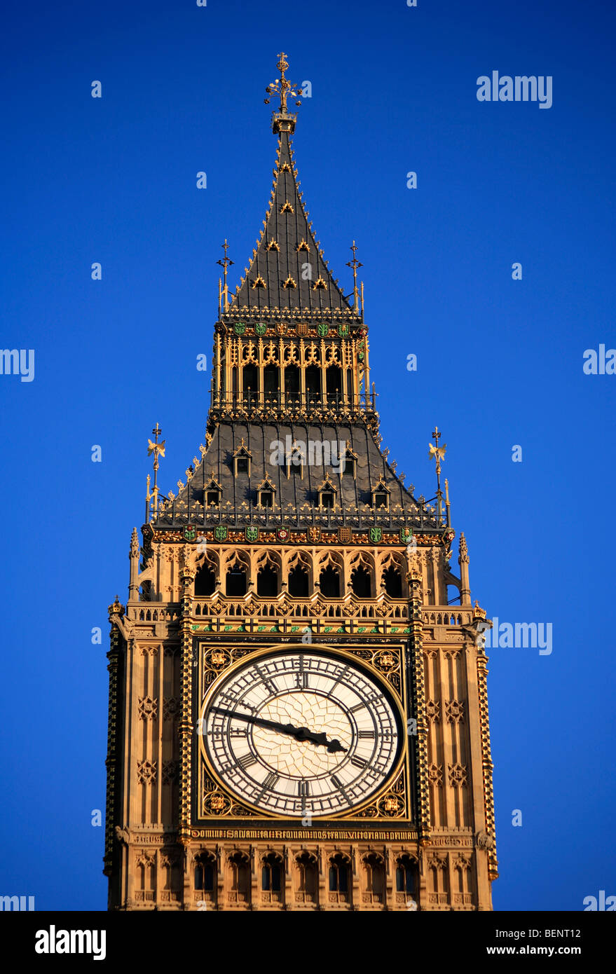 Ziffernblatt Big Ben St. Stephen's Tower Parlament Gebäude Westminster London City England UK Stockfoto