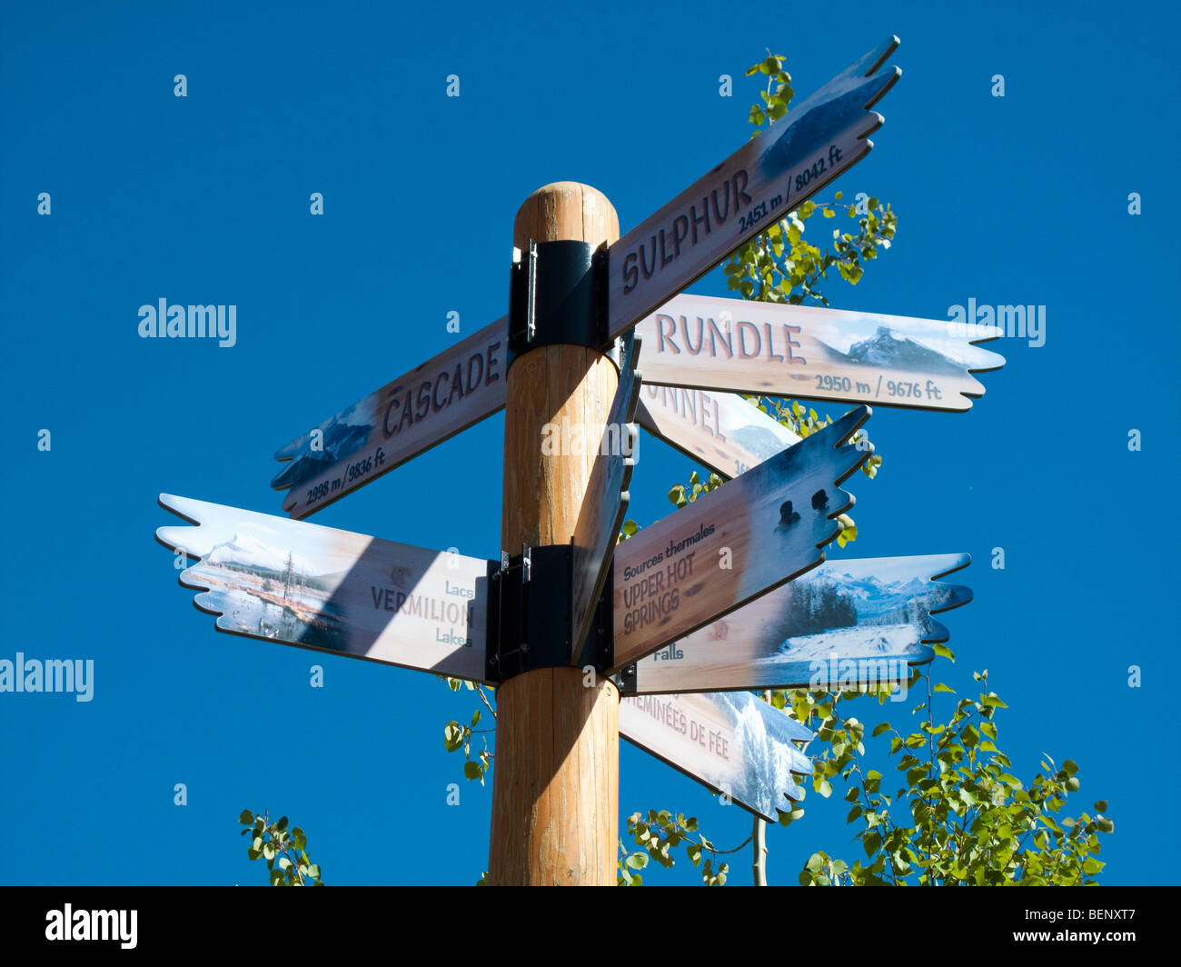 Straßenschild Banff Alberta Kanada Stockfoto