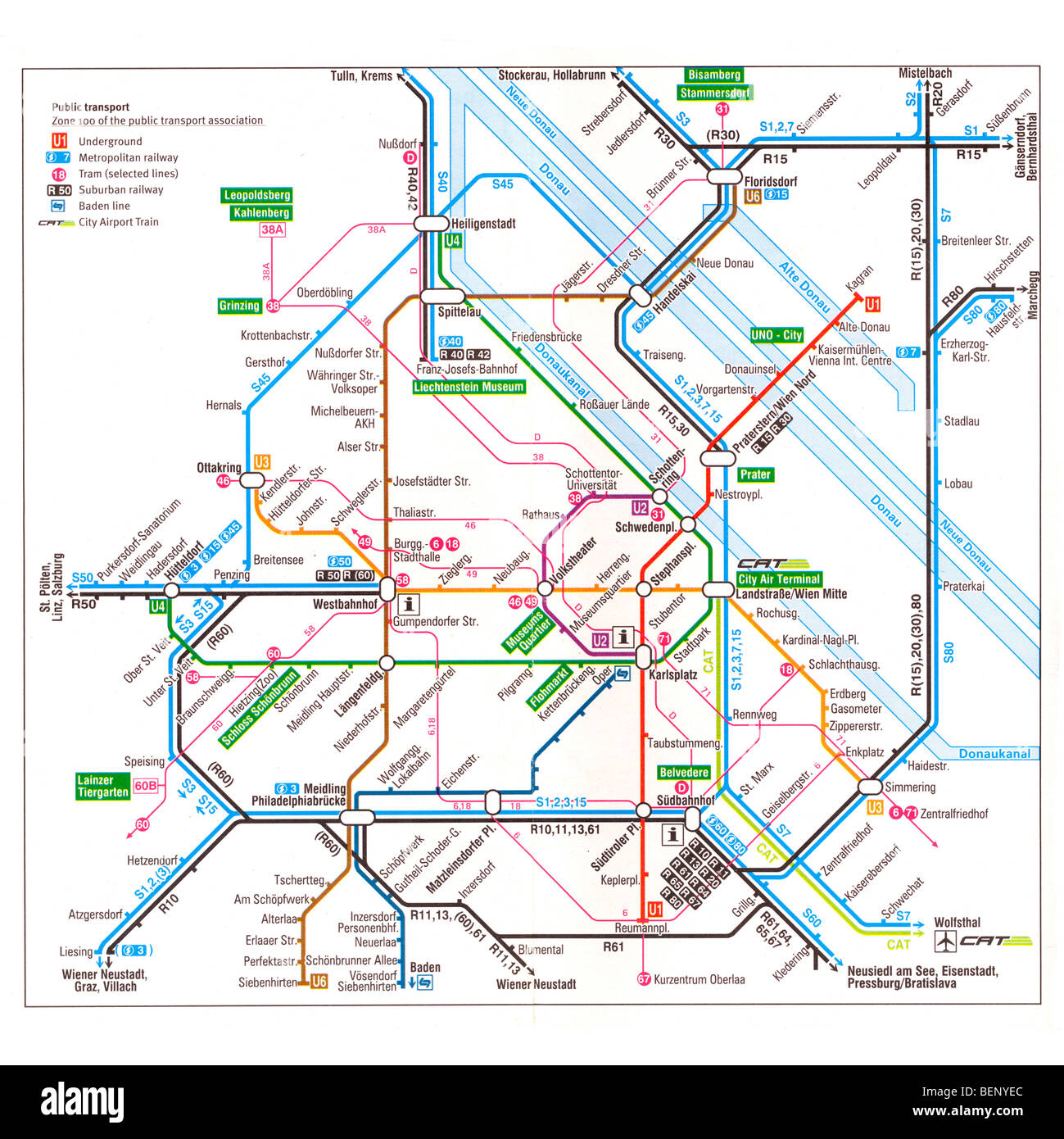 Vienna Metro Karte - die österreichische Hauptstadt u-Bahn-Netz  Stockfotografie - Alamy