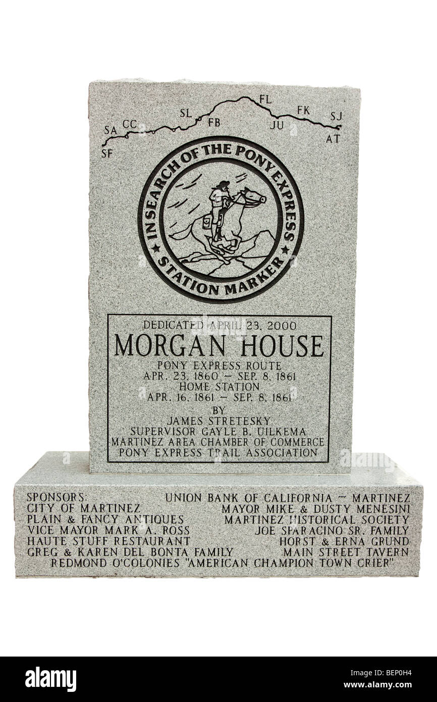 Ausschnitt des Pony Express Station Markers in Martinez, Kalifornien. Stockfoto