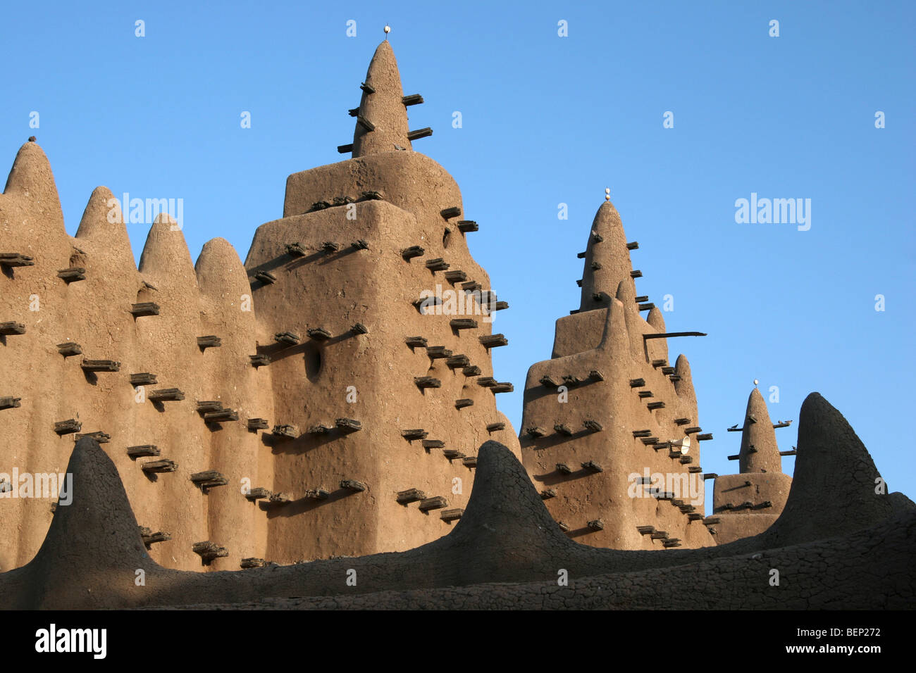 Große Moschee von Djenné, größte Lehmziegel oder Adobe Gebäude in der Welt, Djenné, Mali, Westafrika Stockfoto