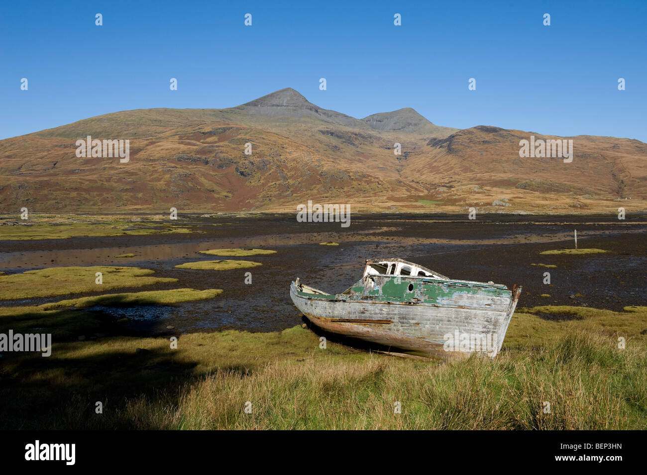 zerstörten Boot, Glen mehr, Isle of Mull, Schottland Stockfoto