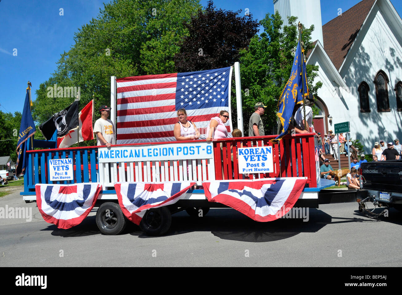 Veteranen über amerikanische Legion schweben in Parade Stockfoto