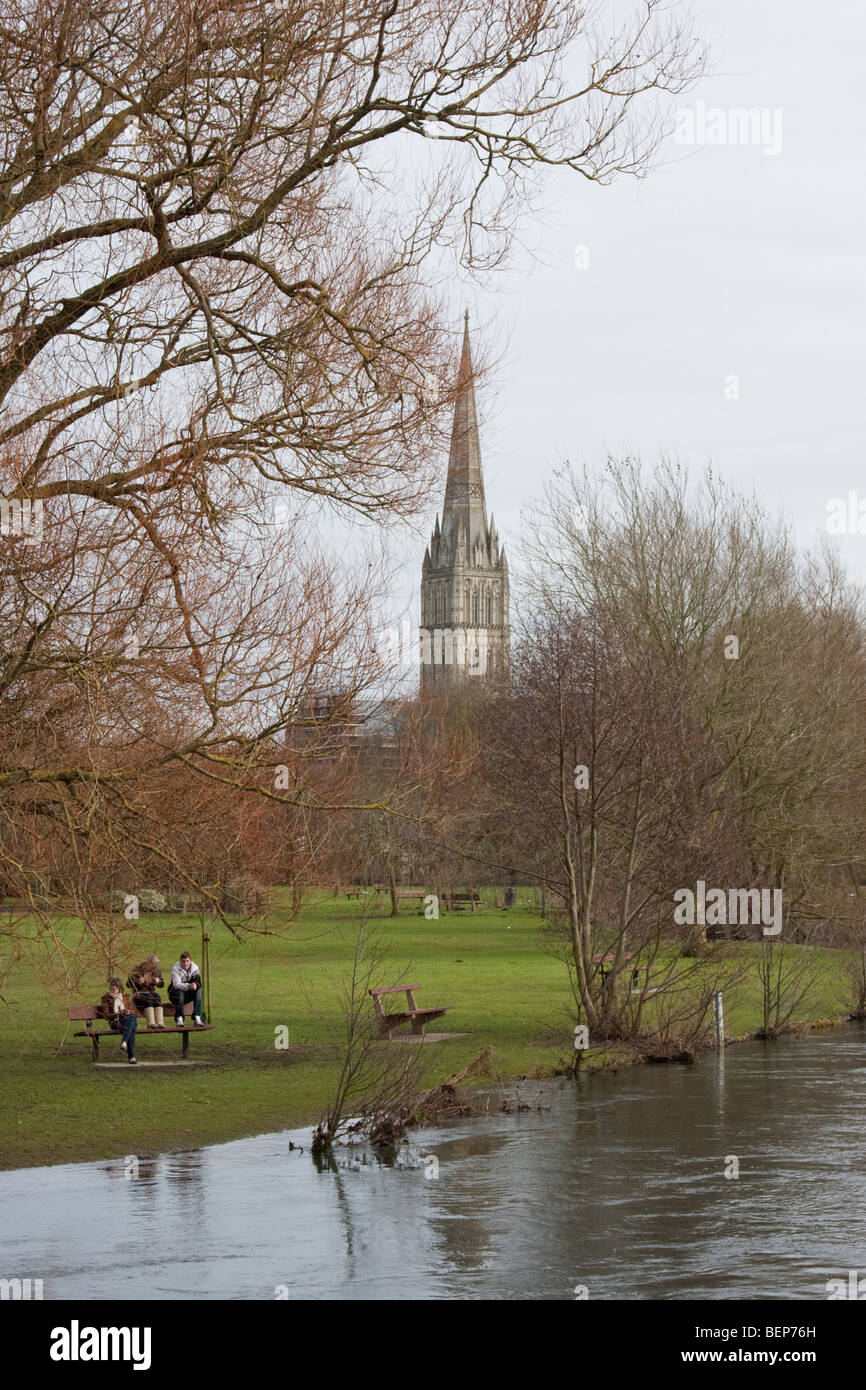 Fluss Avon, Salisbury, Wiltshire UK. Stockfoto