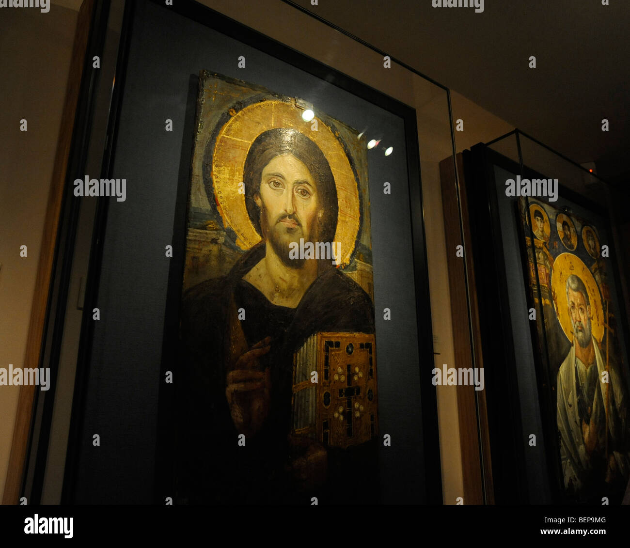Die Christus Pantokrator-Ikone datiert 5. Jahrhundert im Museum im Katharinenkloster im Sinai Ägypten Stockfoto