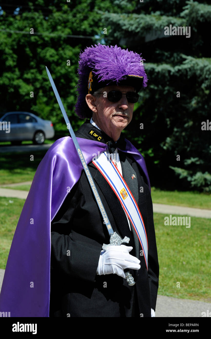 Knights Of Columbus Mitglieder patriotischen Parade Stockfoto