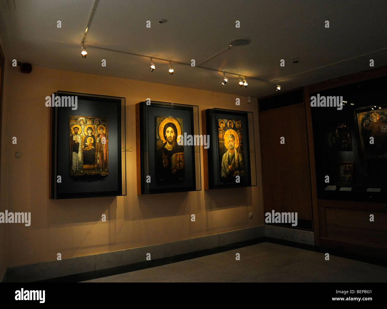 Symbol-Gemälde von Mary Christus und Peter im Museum im Katharinenkloster im Sinai Ägypten Stockfoto