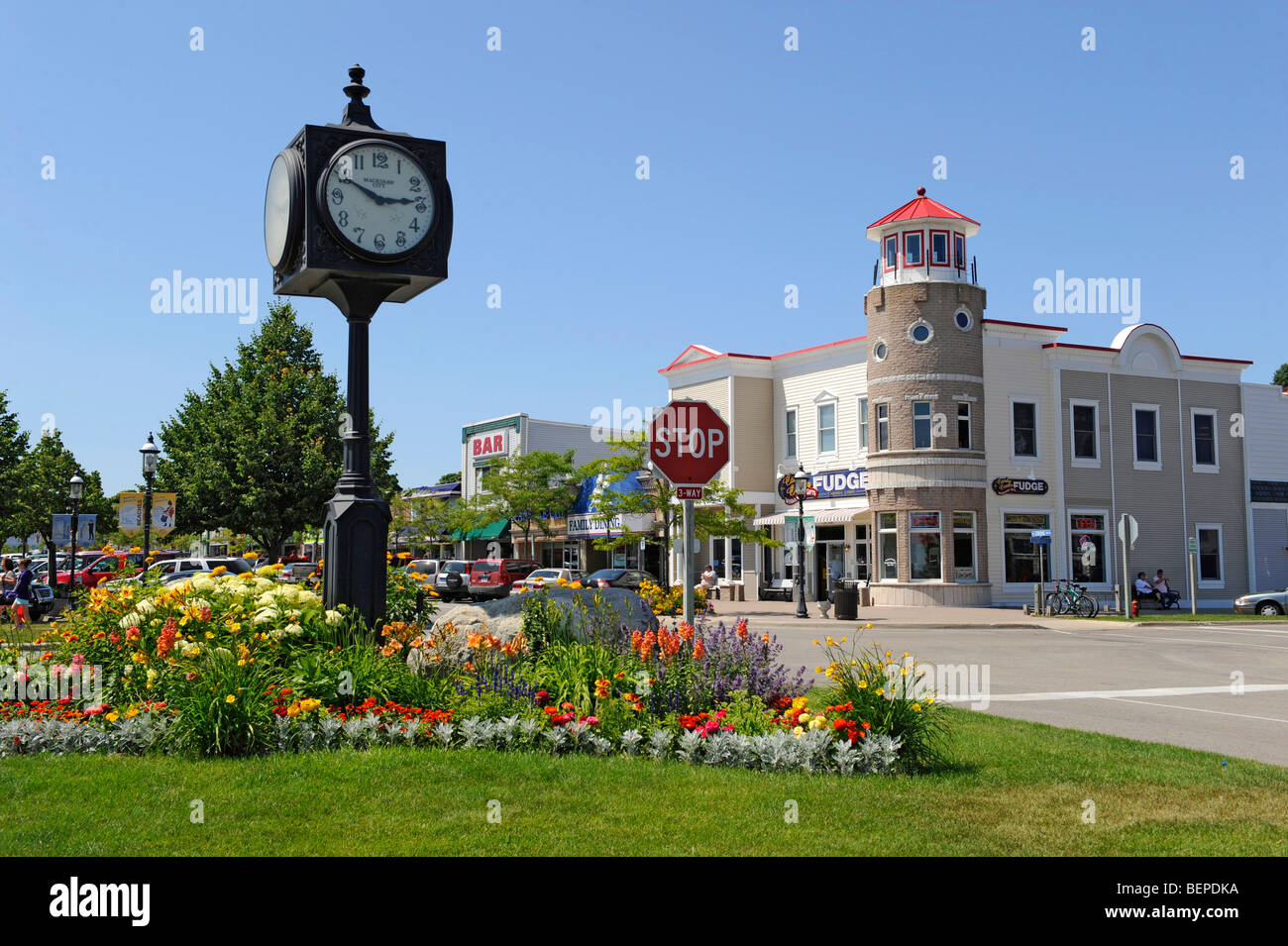 Unternehmen und Straßenbild in Mackinaw City Michigan Stockfoto