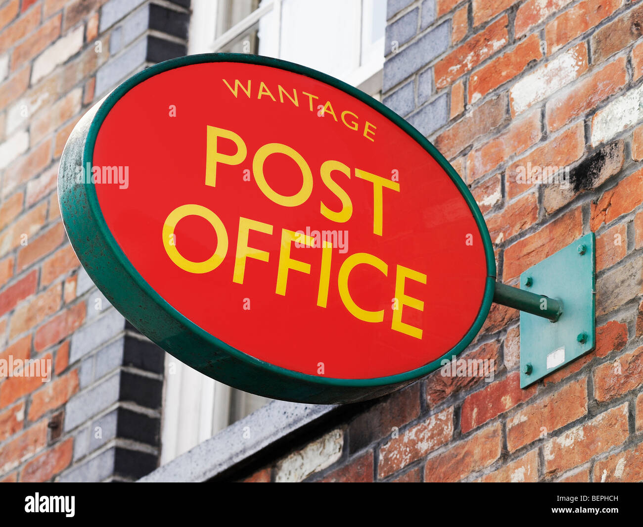 Postamt Zeichen schließen Up, Wantage, Oxfordshire, England, Vereinigtes Königreich. Stockfoto