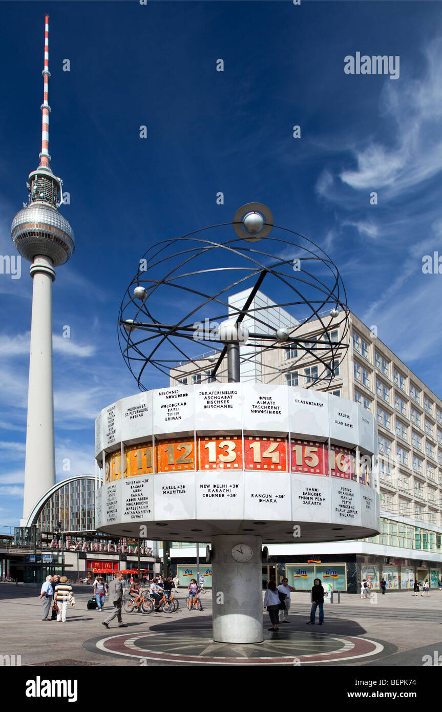 Urania-Weltzeituhr (Weltzeituhr), Alexanderplatz, Berlin, Deutschland Stockfoto
