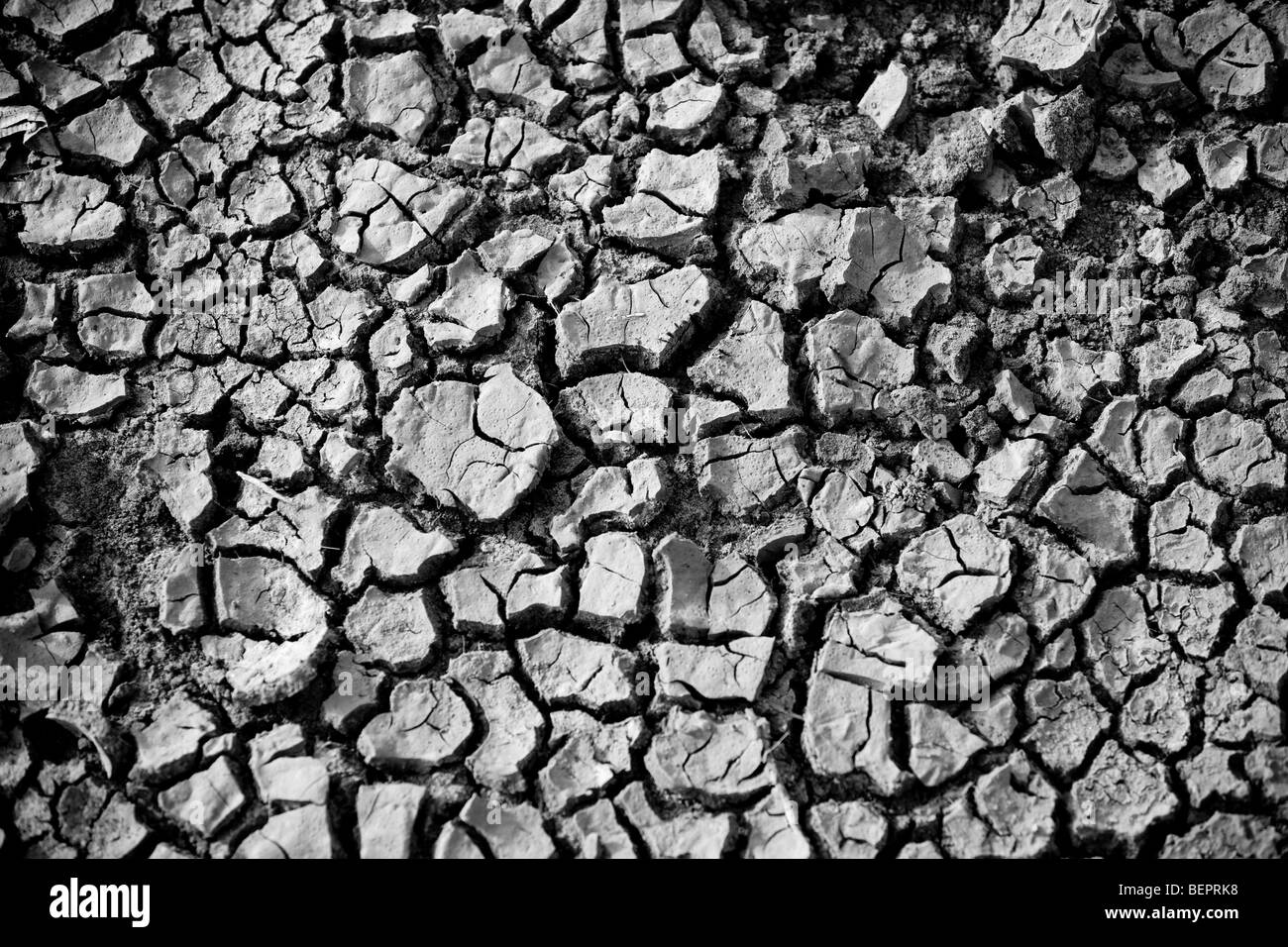 Umweltkonzept, Wasserknappheit und Dürre trockene rissige Schlamm Stockfoto