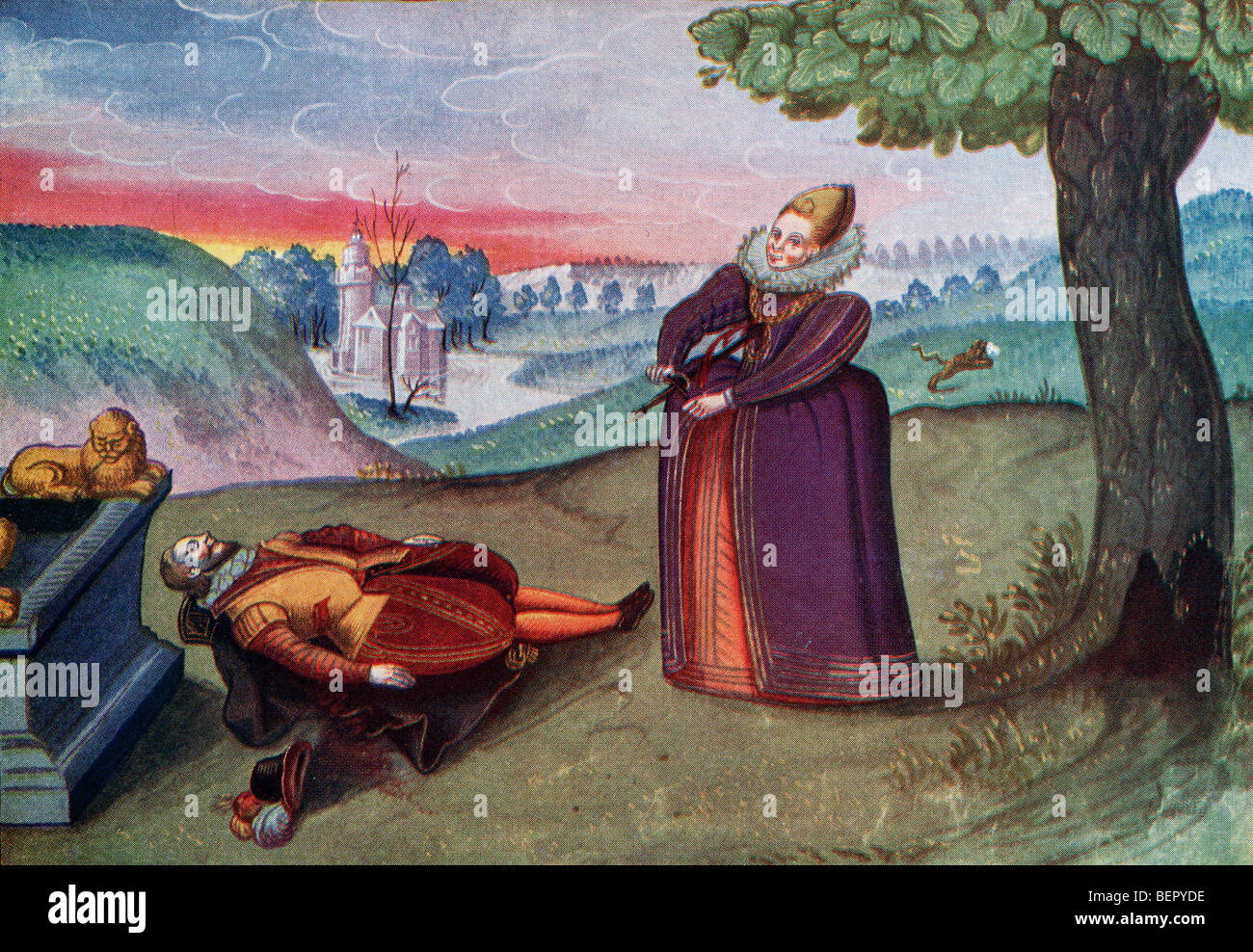 Die Liebesgeschichte von Pyramus und Thisbe. Stockfoto