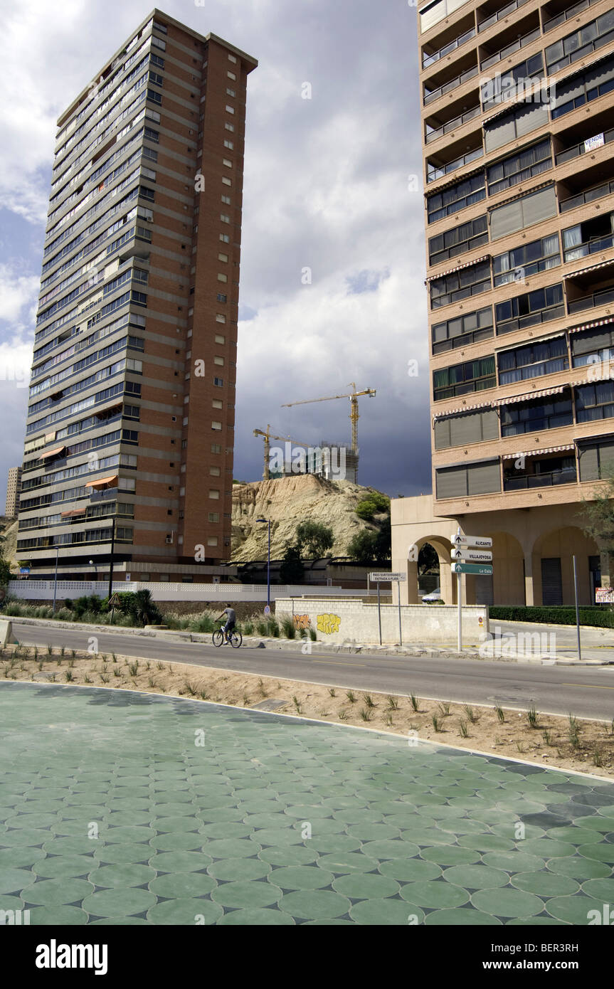 Benidorm ist eine Küstenstadt Valencia und Gemeinde liegt in der Comarca Marina Baixa, in der Provinz Alicante, Spanien Stockfoto