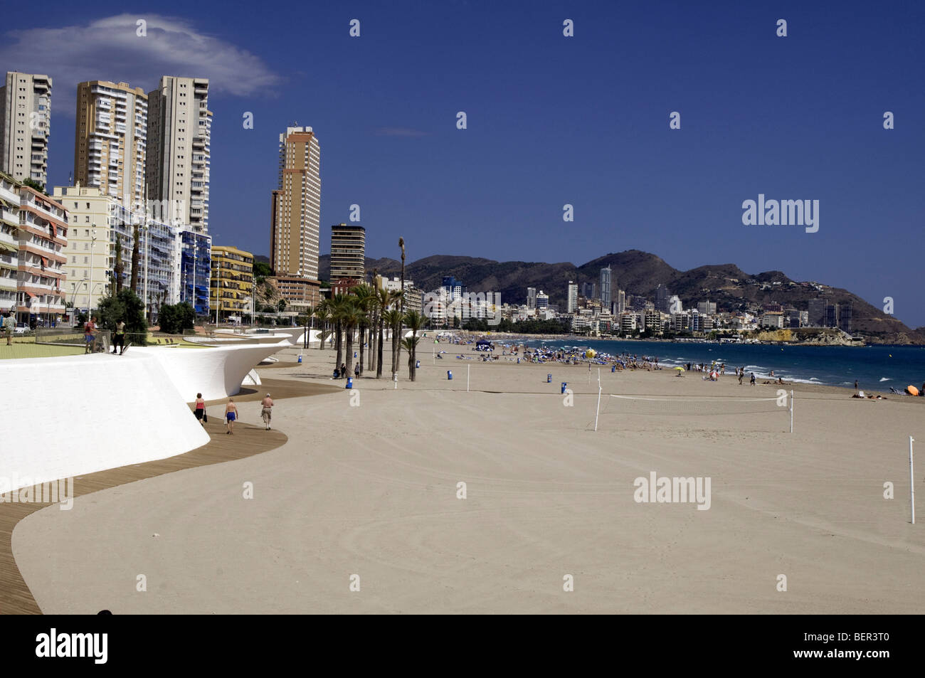 Benidorm ist eine Küstenstadt Valencia und Gemeinde liegt in der Comarca Marina Baixa, in der Provinz Alicante, Spanien Stockfoto