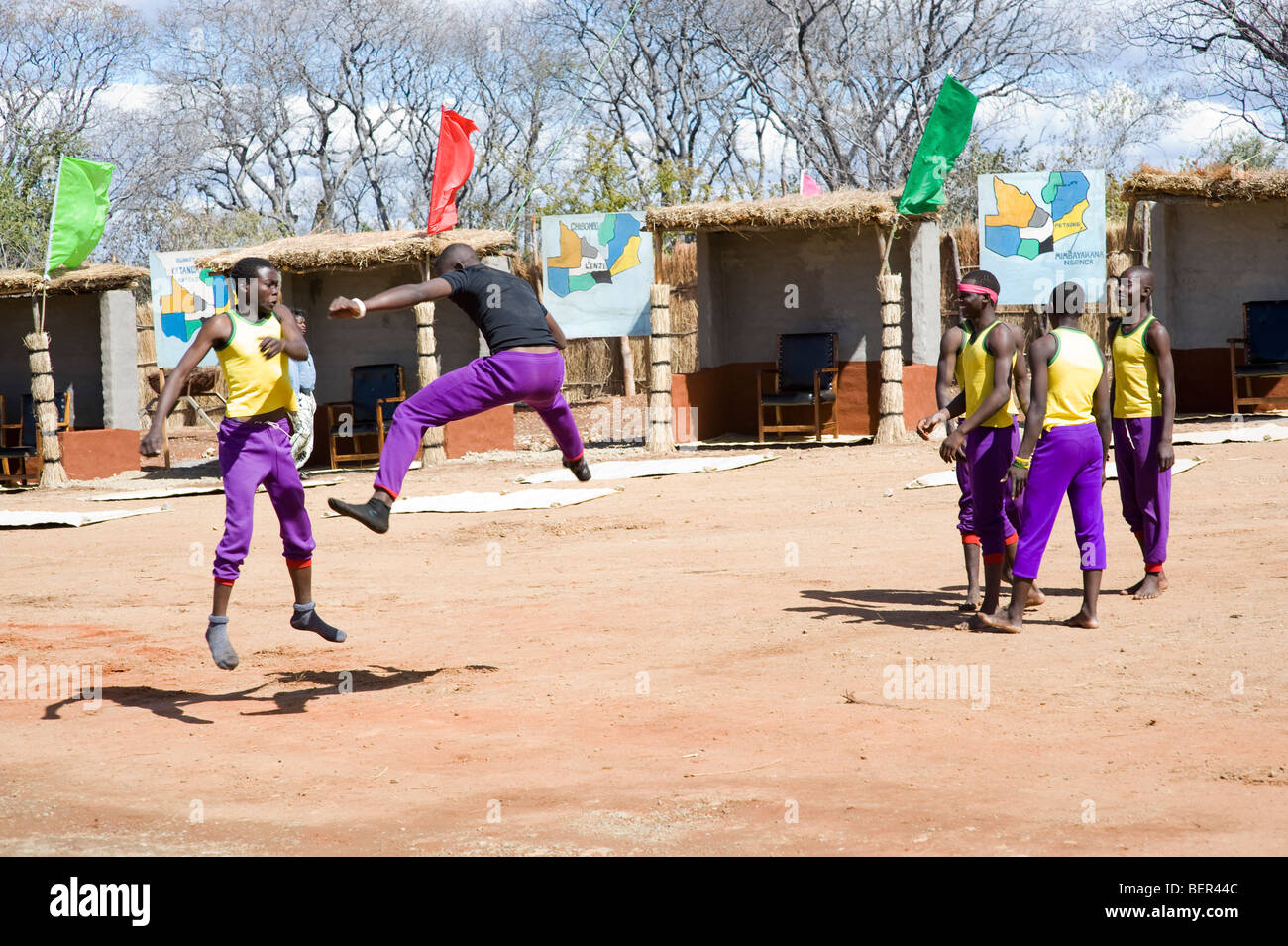 Festival Entertainer bei der Lwiindi Feier des Chief Mukuni in Sambia in der Nähe von Livingstone. Stockfoto