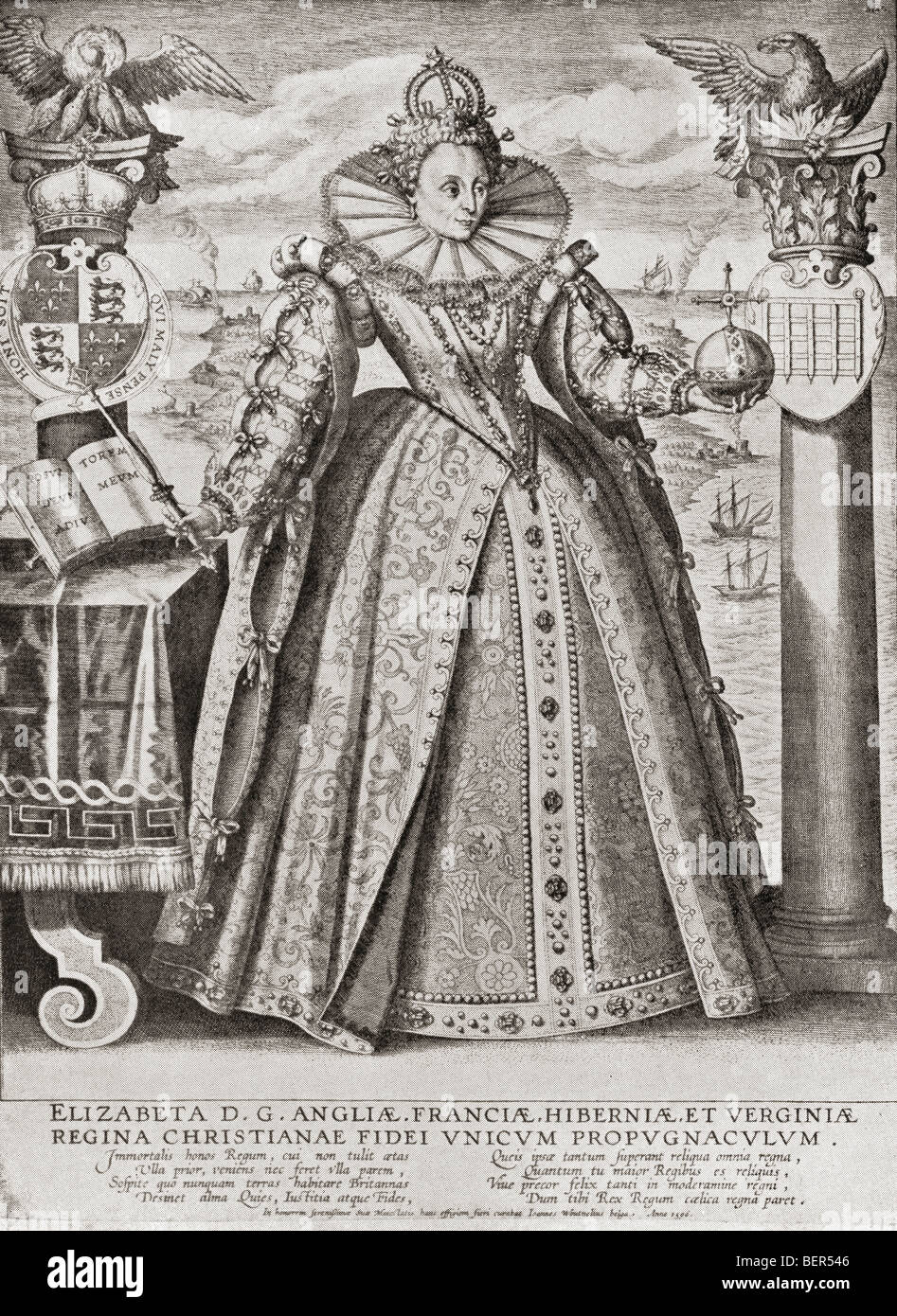 Elizabeth I, 1533, 1603. Elizabeth dargestellt im Jahre 1596. Königin von England und Irland. Stockfoto