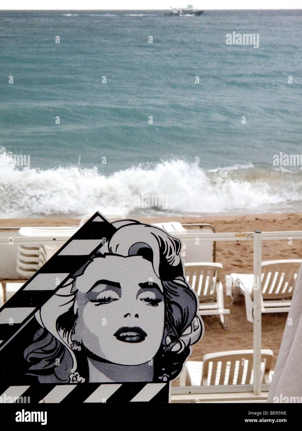 Marilyn Monroe-Klappe, La Croisette Beach, Cannes, Côte d ' Azur, Frankreich Stockfoto