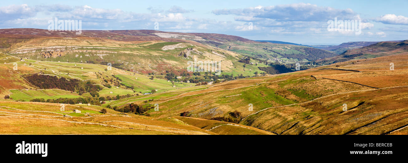 Swaledale, Yorkshire Dales Landscape, North Yorkshire, England, Großbritannien - ab Buttertubs Pass Stockfoto