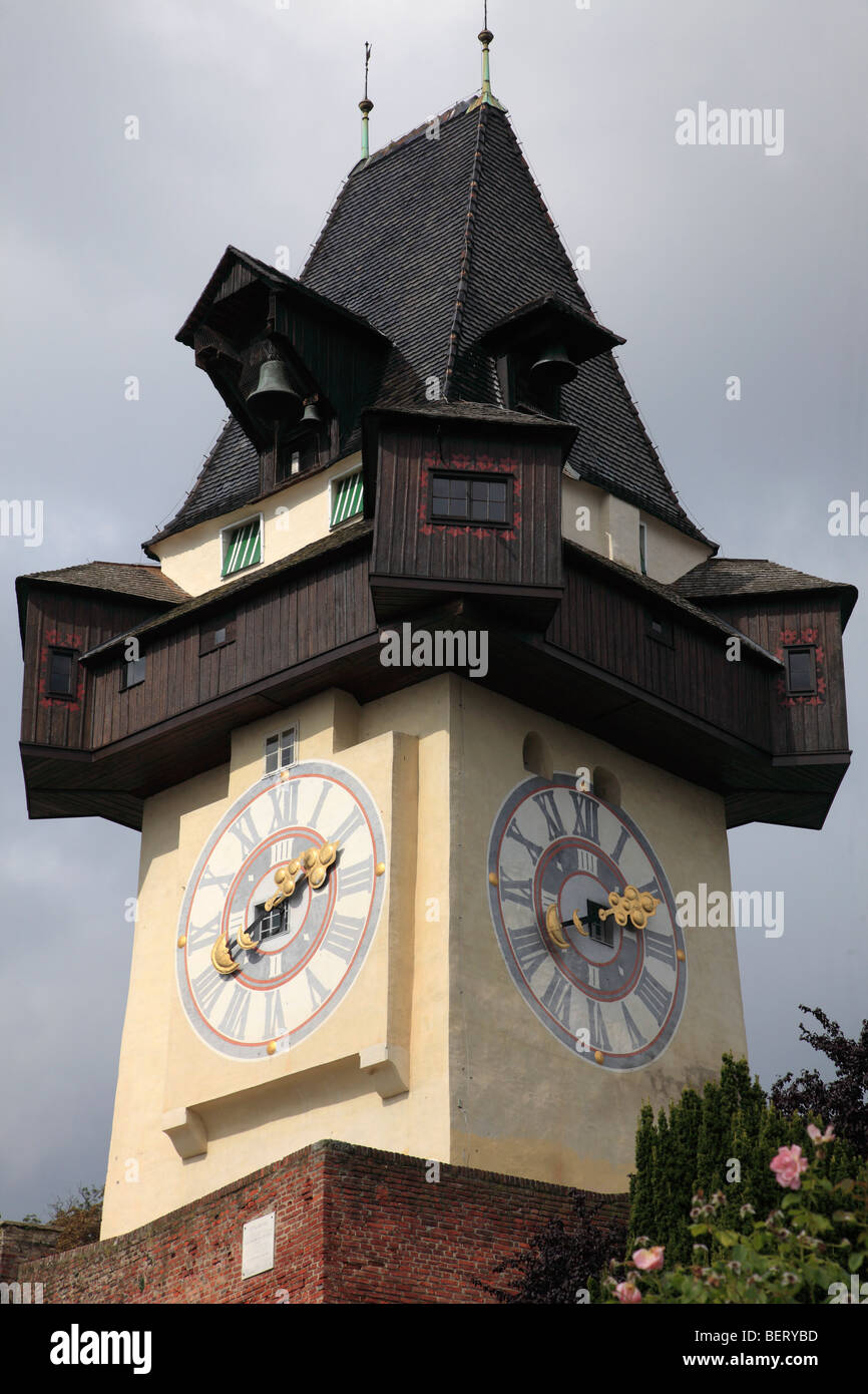 Österreich, Graz, Schlossberg, Clock Tower Stockfoto