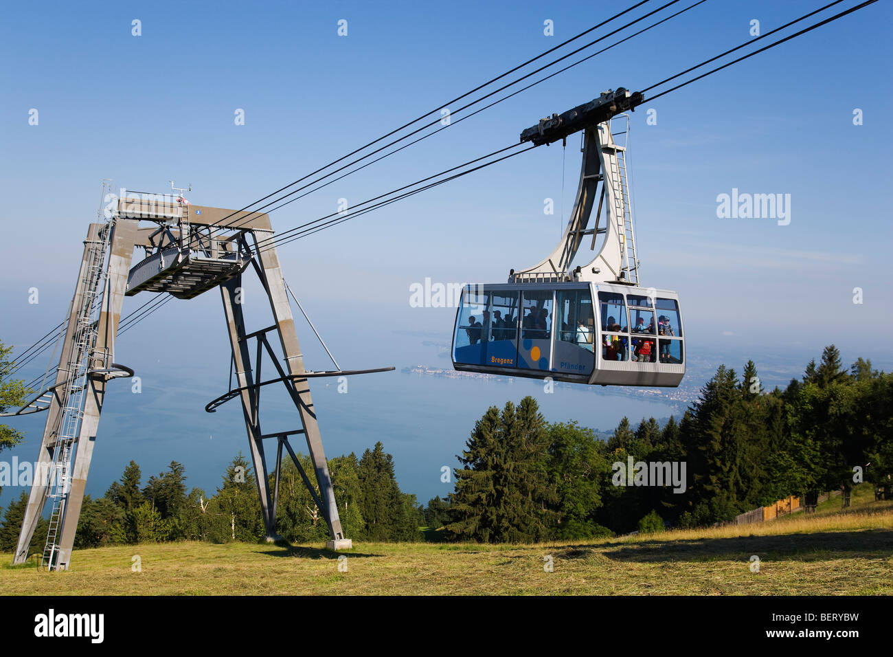 Seilbahn am Berg Pfander, Bregenz, Vorarlberg, Österreich Stockfoto
