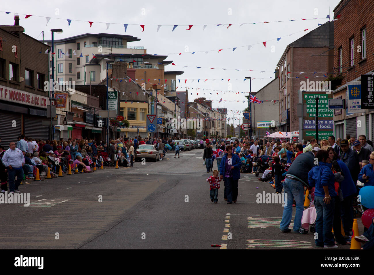 12. Juli protestantischen Bestellung März in Larne-Nordirland Stockfoto