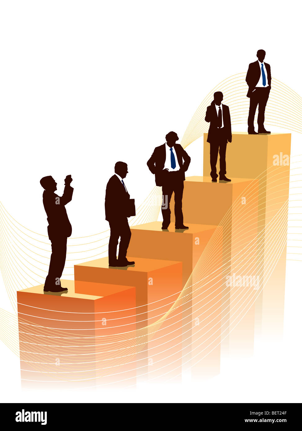 Erfolgreiche Menschen stehen auf einem großen Graphen, konzeptionelle Geschäft Abbildung. Stockfoto