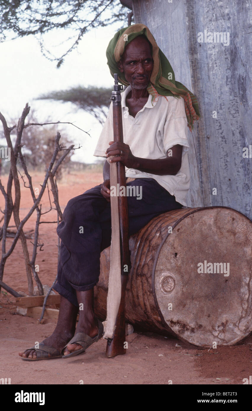 Somalische Guard, Wajir, Somaliland, Kenia Stockfoto