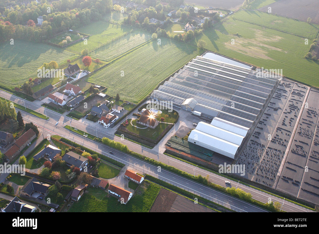 Industriegebiet aus der Luft, Belgien Stockfoto