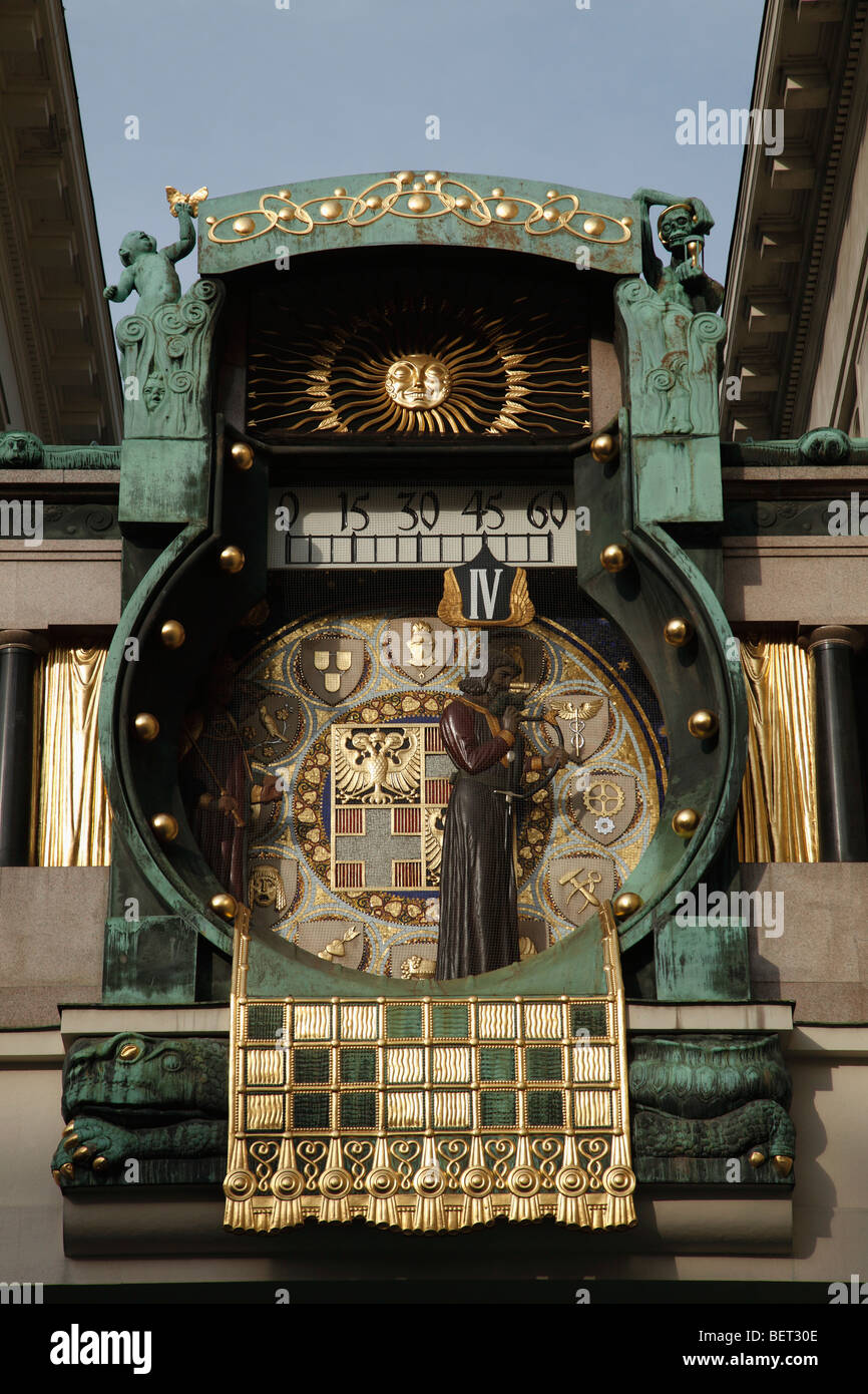 Österreich, Wien, Hoher Markt, Jugendstil Jacquemart Uhr Stockfoto