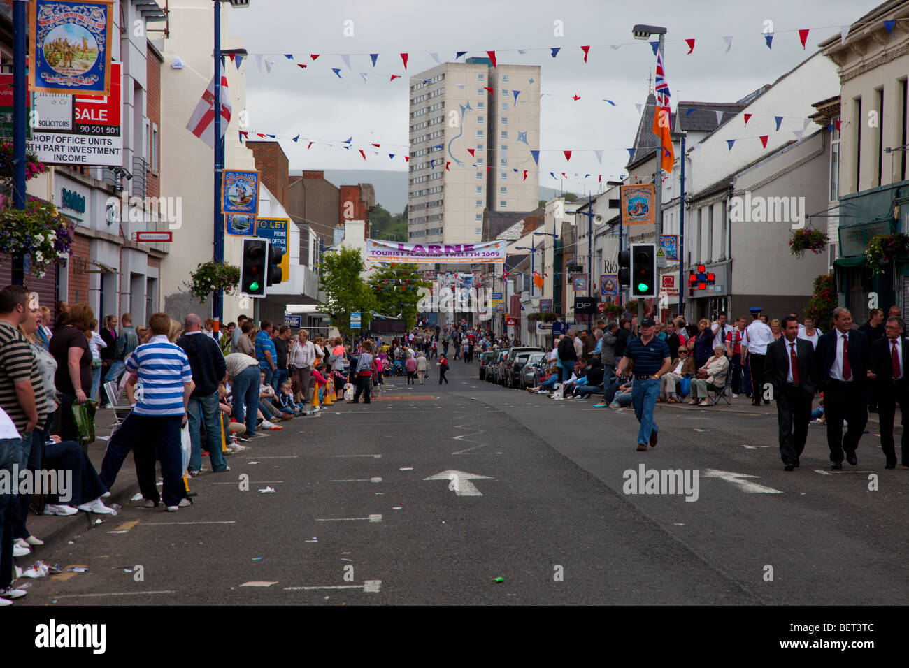 12. Juli protestantischen Bestellung März in Larne-Nordirland Stockfoto