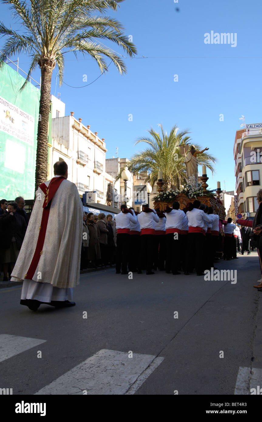 Feier der Auferstehung in der Karwoche von Spanien. Stockfoto