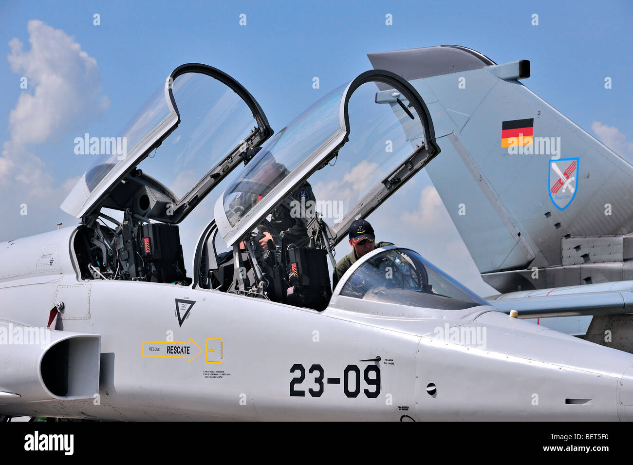 Cockpit der Kampfjet Flugzeug auf der Airshow in Koksijde, Belgien Stockfoto
